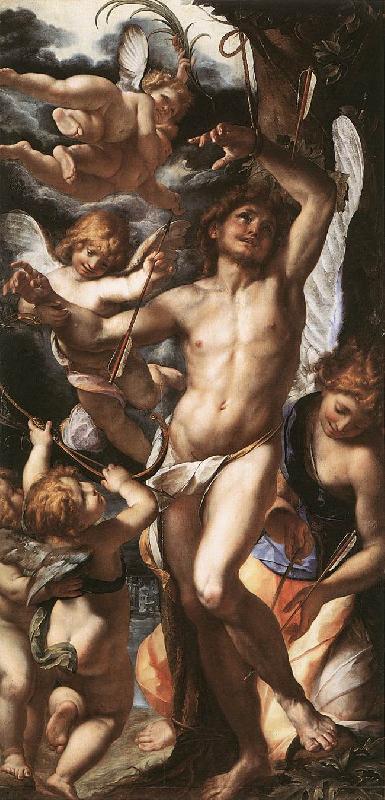 PROCACCINI, Giulio Cesare St Sebastian Tended by Angels af oil painting picture